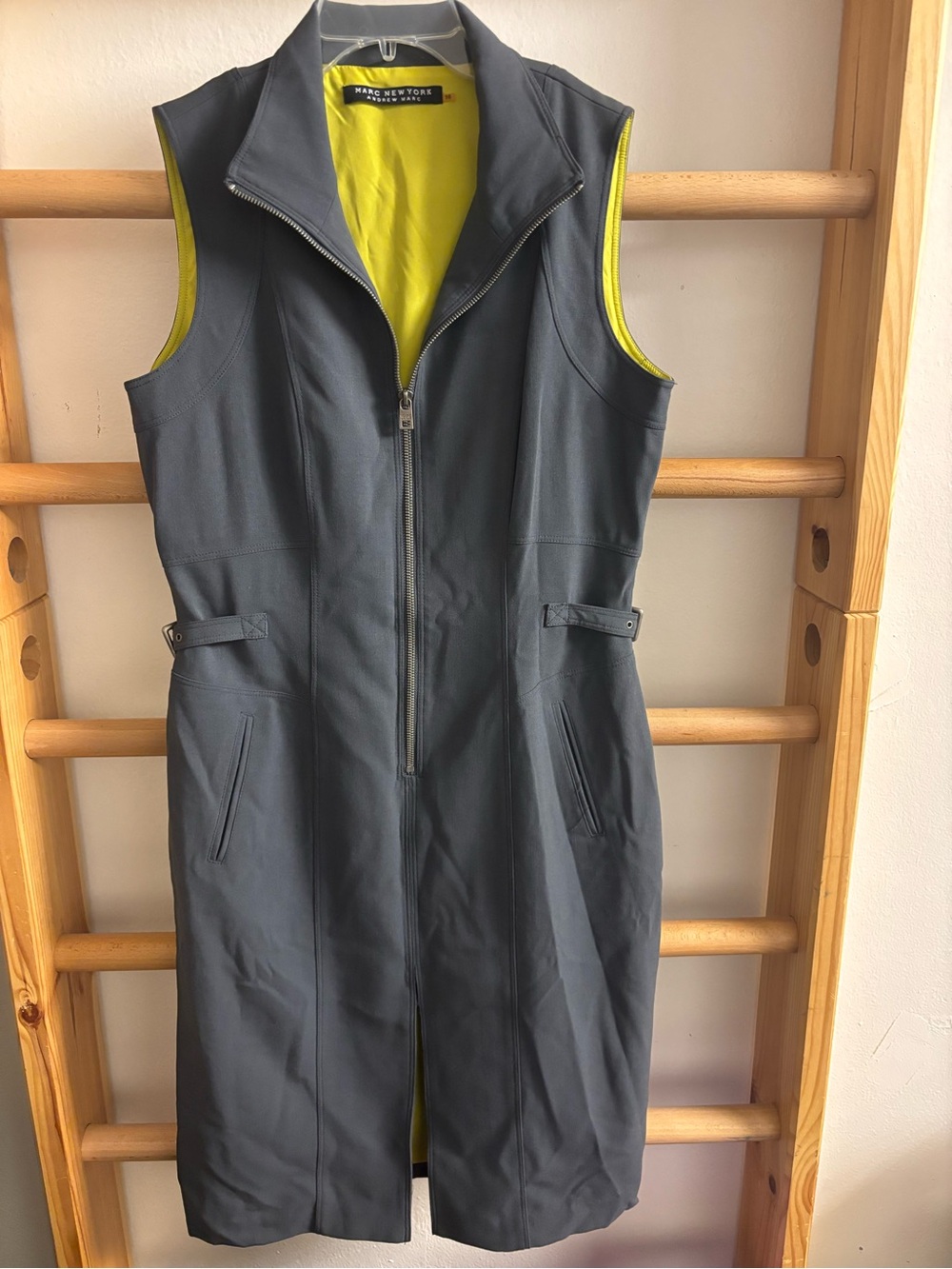 Marc New York Charcoal Dress with Lime Green Lining